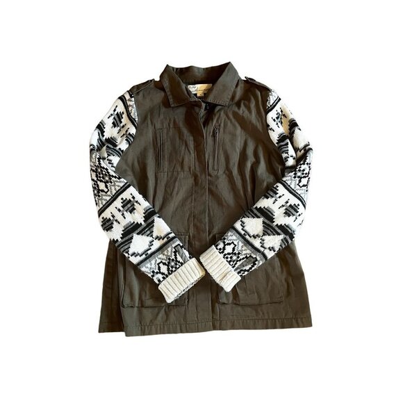 Vintage Havanah Olive Green & Ivory Cargo Sweater Utility Jacket Size Medium - Picture 4 of 13